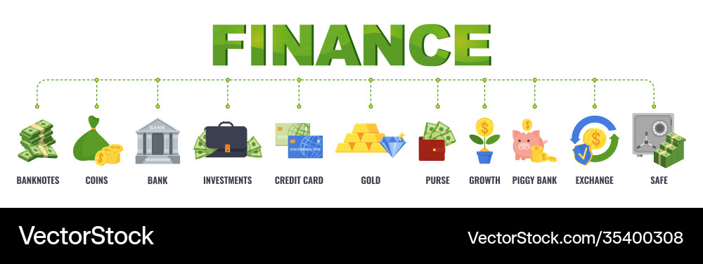Finanzbanner mit Icons finanziellen Erfolg Finanzbanner mit Icons finanziellen Erfolg vektorbild