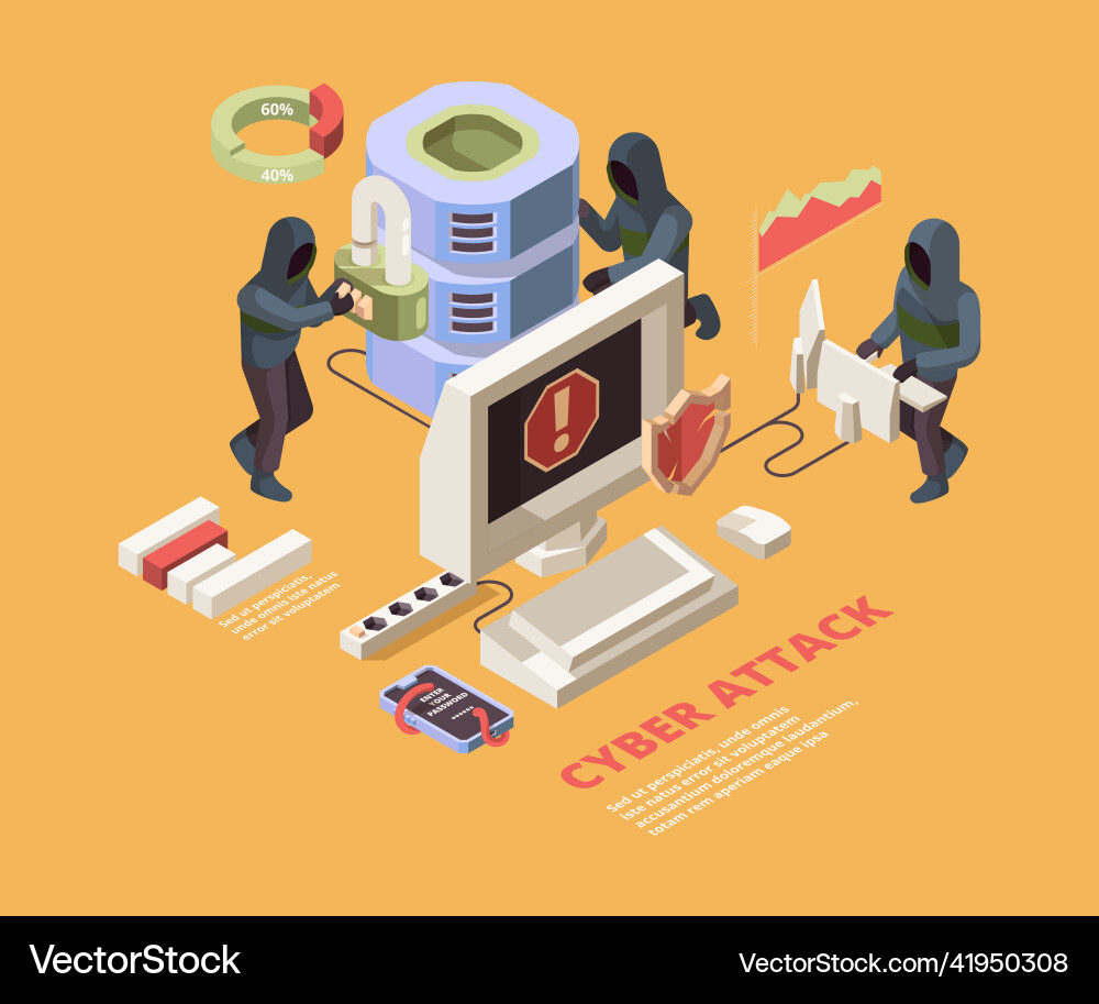 Hacking attack computer viruses or phishing pages Hacking attack computer viruses or phishing pages vector image