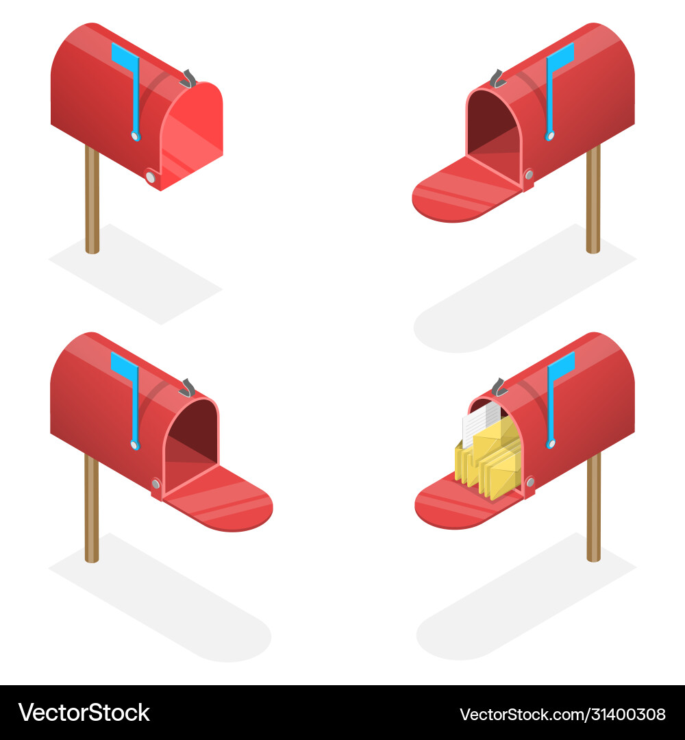 Isometric Mailboxes Set - 3D Royalty Free Vector Image
