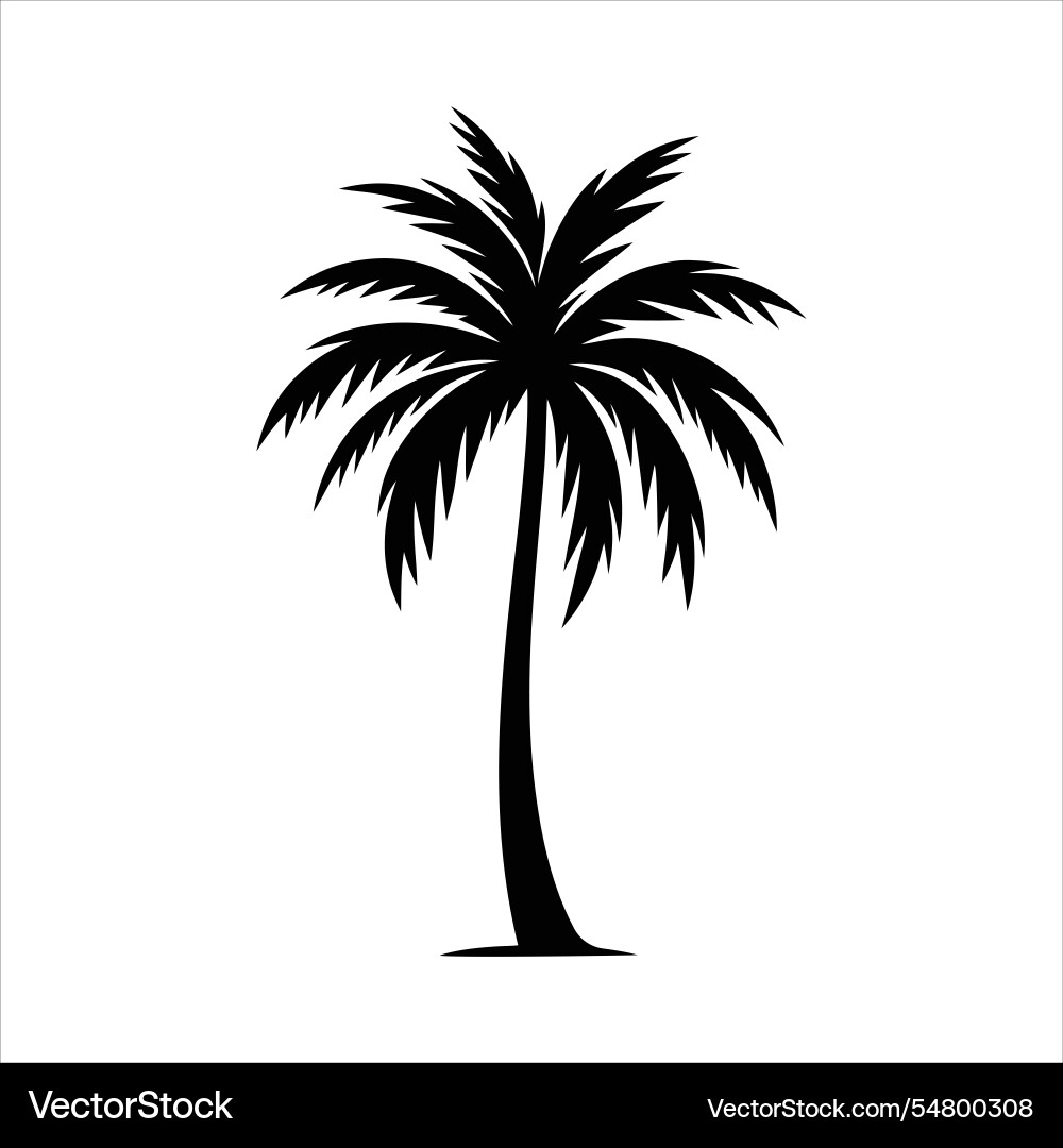 Minimalist silhouette of a single palm tree Minimalist silhouette of a single palm tree Vector Image