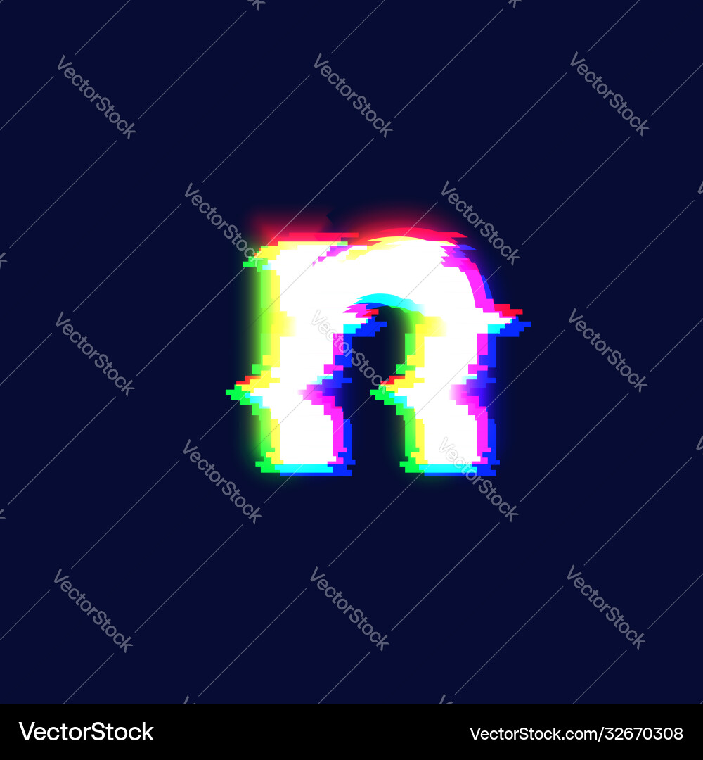 Realistic glitch font character n Vector Image