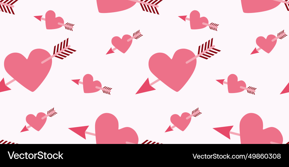 Seamless pattern with arrow-pierced heart Vector Image
