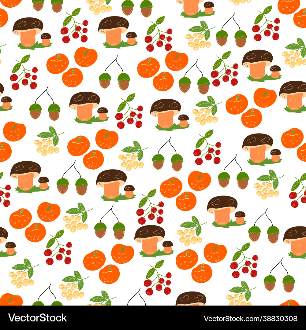 Seamless pattern with mushrooms and apples Vector Image