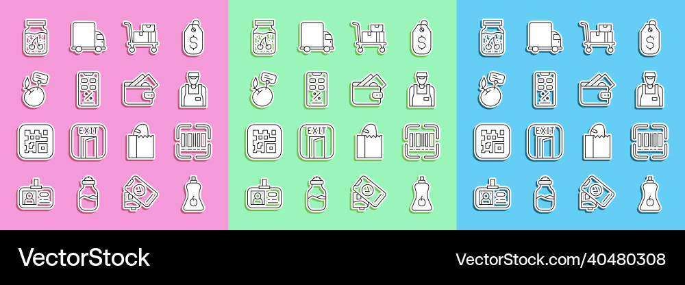 Set line sauce bottle scanner scanning bar code Set line sauce bottle scanner scanning bar code Vector Image