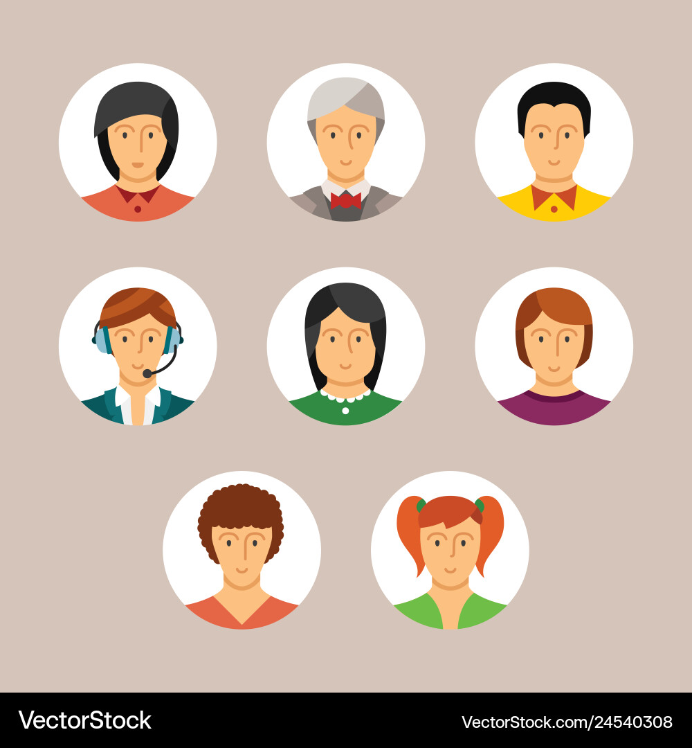 Set of avatars and characters in flat style vector image