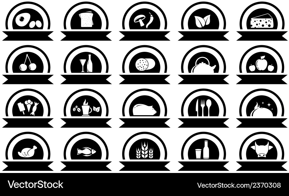 Set twenty food objects vector image