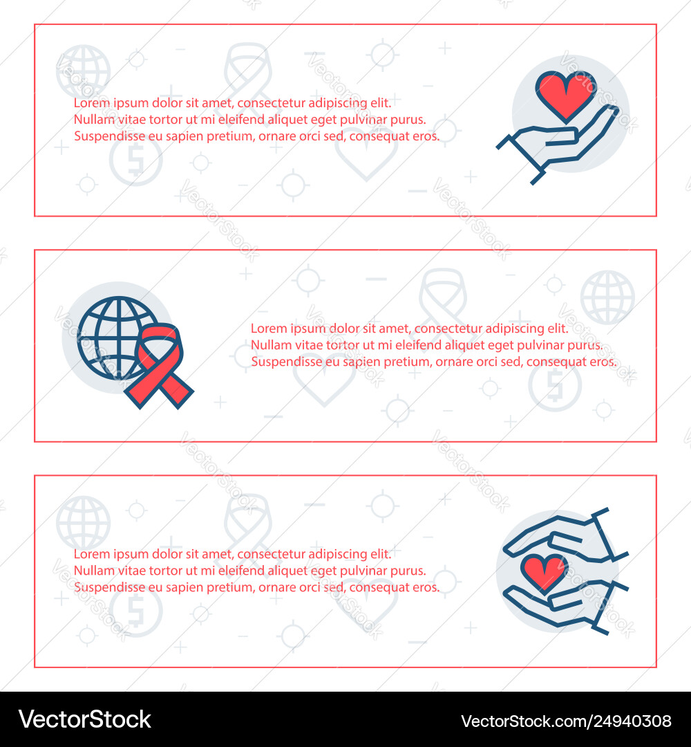Simple banners set charity sponsorshipdonation Simple banners set charity sponsorshipdonation vector image