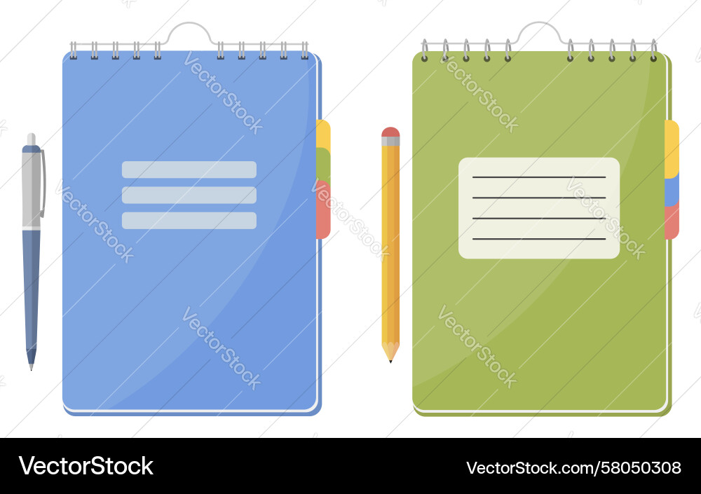 Spiral Notebook Set with Tabs Vector Image