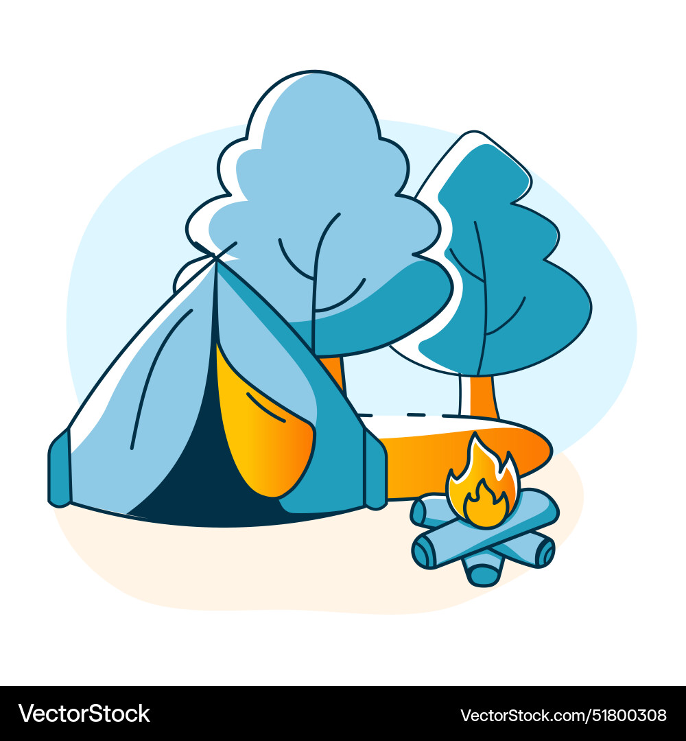 Summer camping hand drawn Summer camping hand drawn vector image