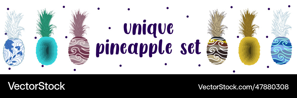 Unique abstract pineapple set for pattern Unique abstract pineapple set for pattern vector image