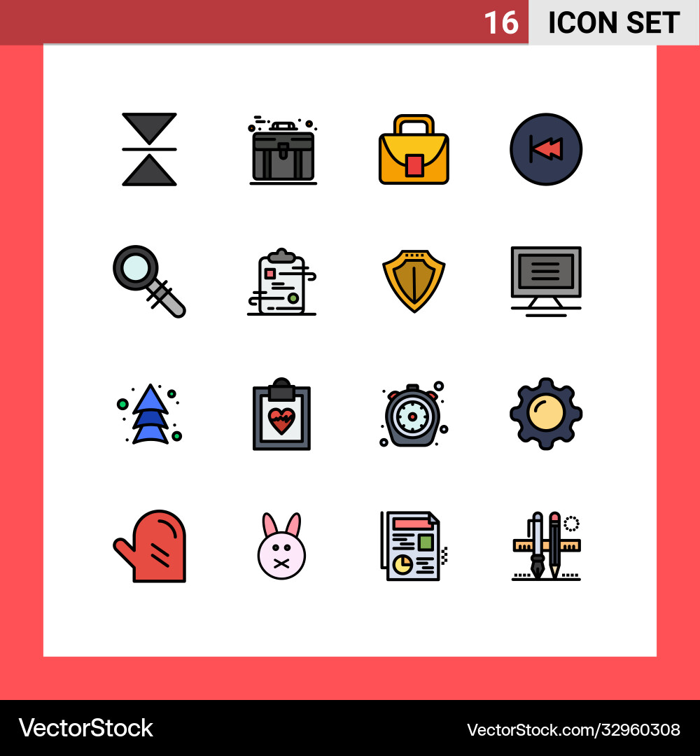 User interface pack 16 basic flat color filled Vector Image