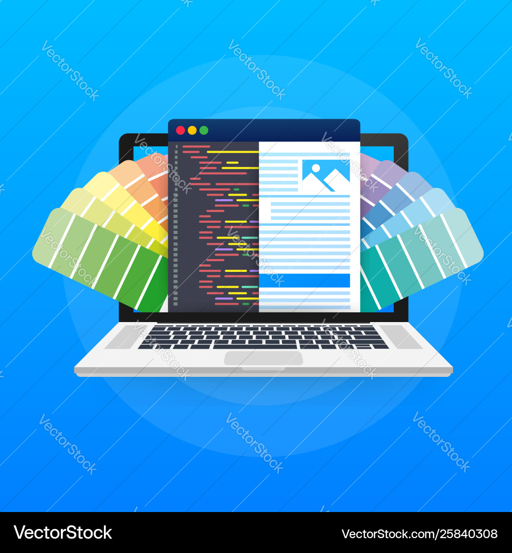 Web design concept creating websites designed Web design concept creating websites designed vector image
