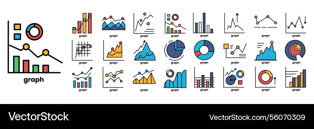 A collection of colorful graphs and charts A collection of colorful graphs and charts vector image