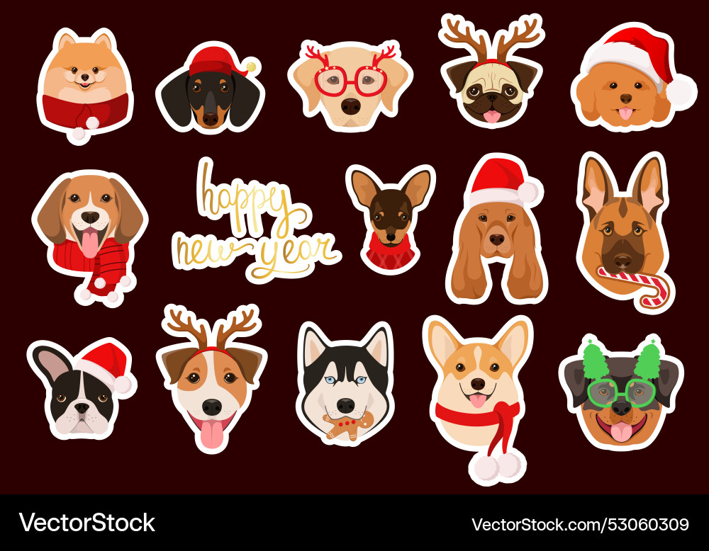A set of christmas stickers A set of christmas stickers Vector Image