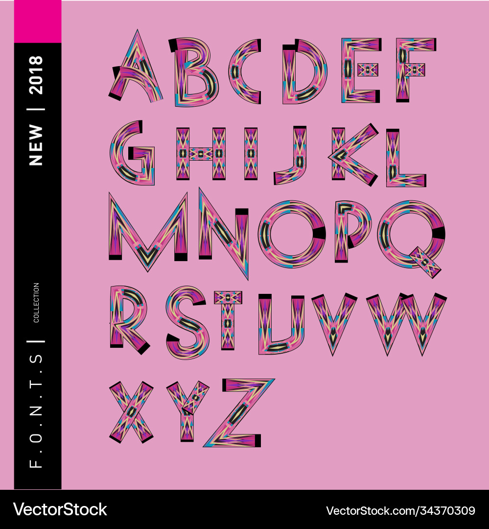 Abstract colorful font and alphabet Vector Image