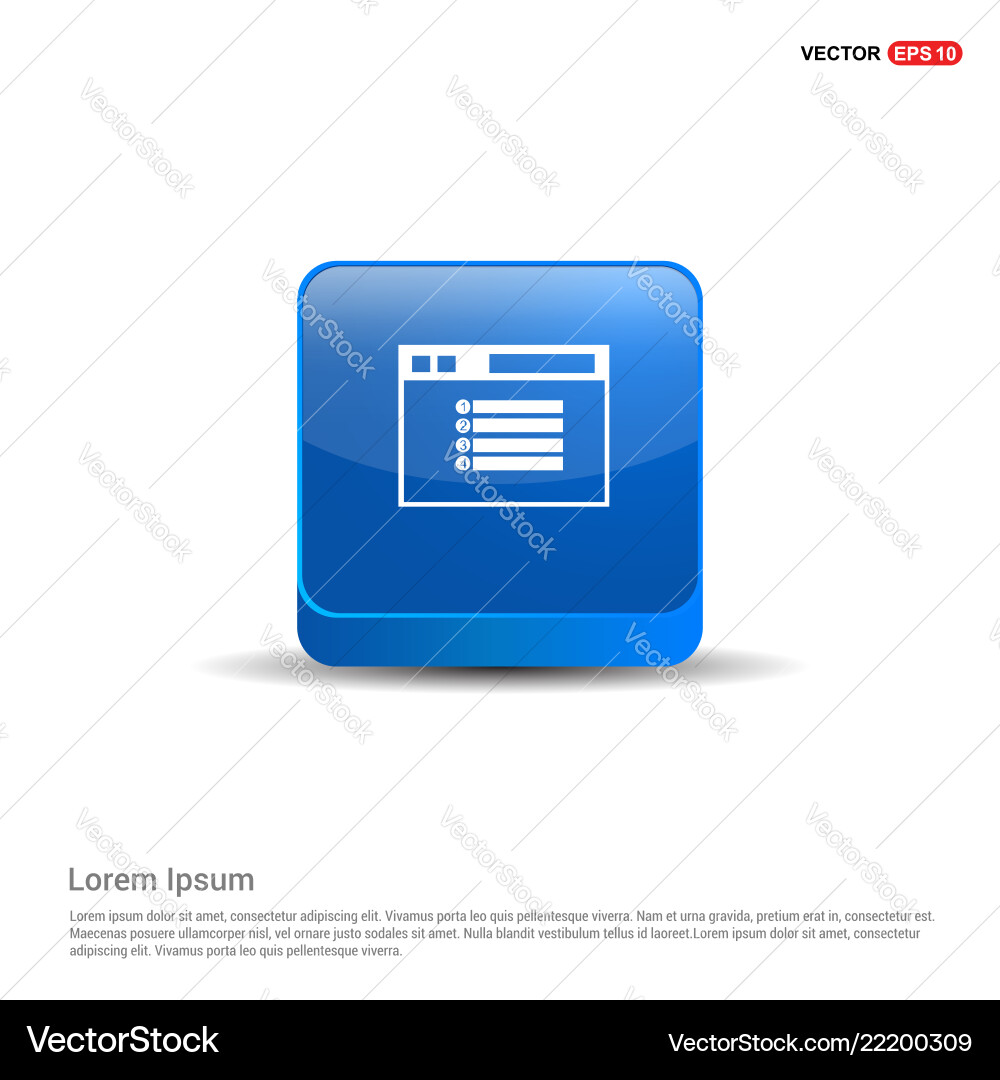 App window interface icon - 3d blue button vector image