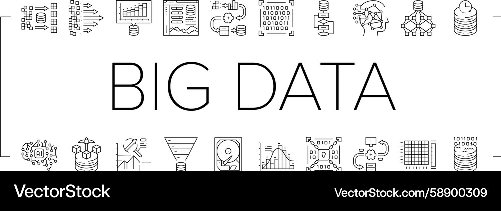 Big Data Analytics Icons - Hadoop & More Vector Image