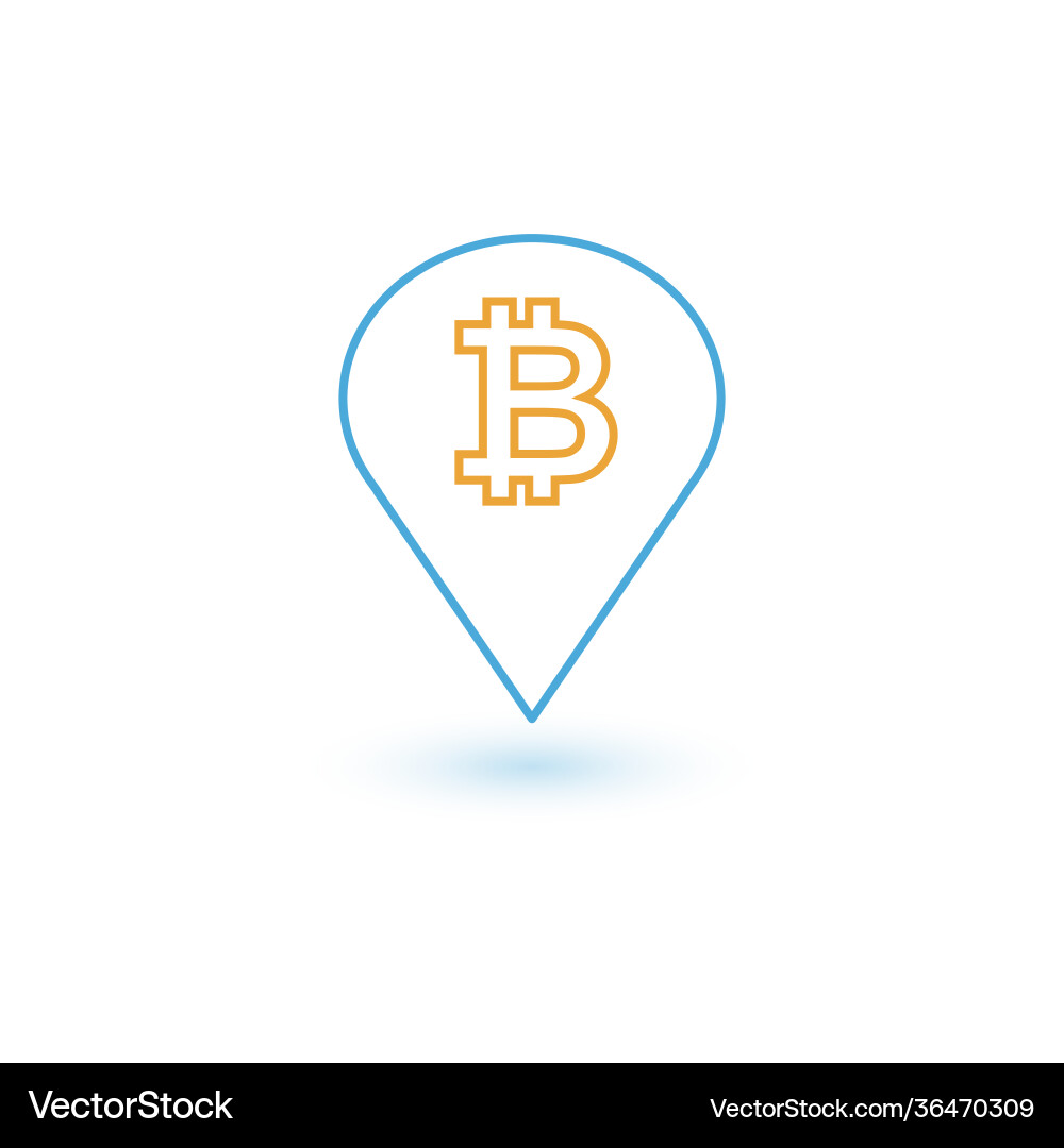 Bitcoin flat pin map icon pointer markers Vector Image