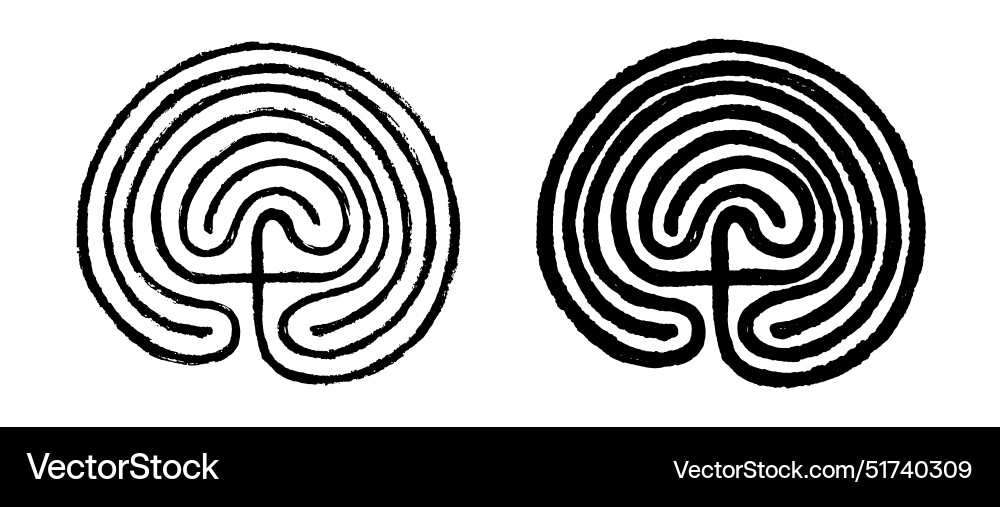 Crete traditional symbol cretan labyrinth line Crete traditional symbol cretan labyrinth line vector image