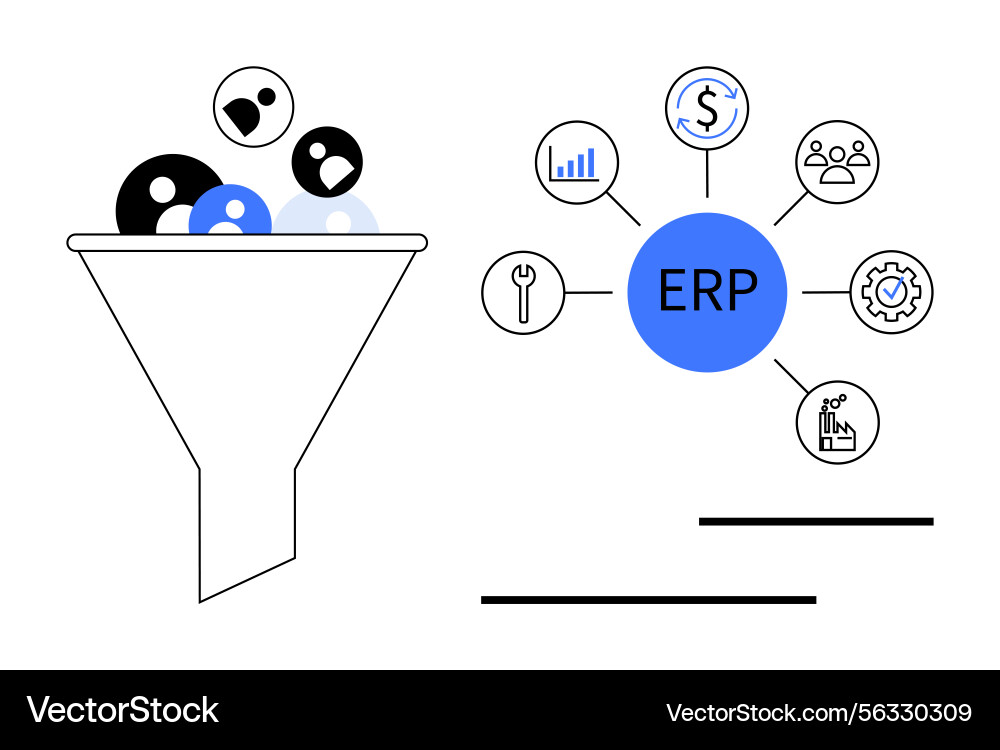 Data Flow & ERP Integration vector image