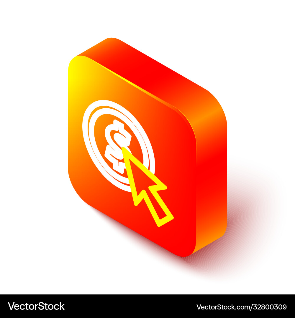 Isometric line cursor and coin icon isolated Isometric line cursor and coin icon isolated vector image