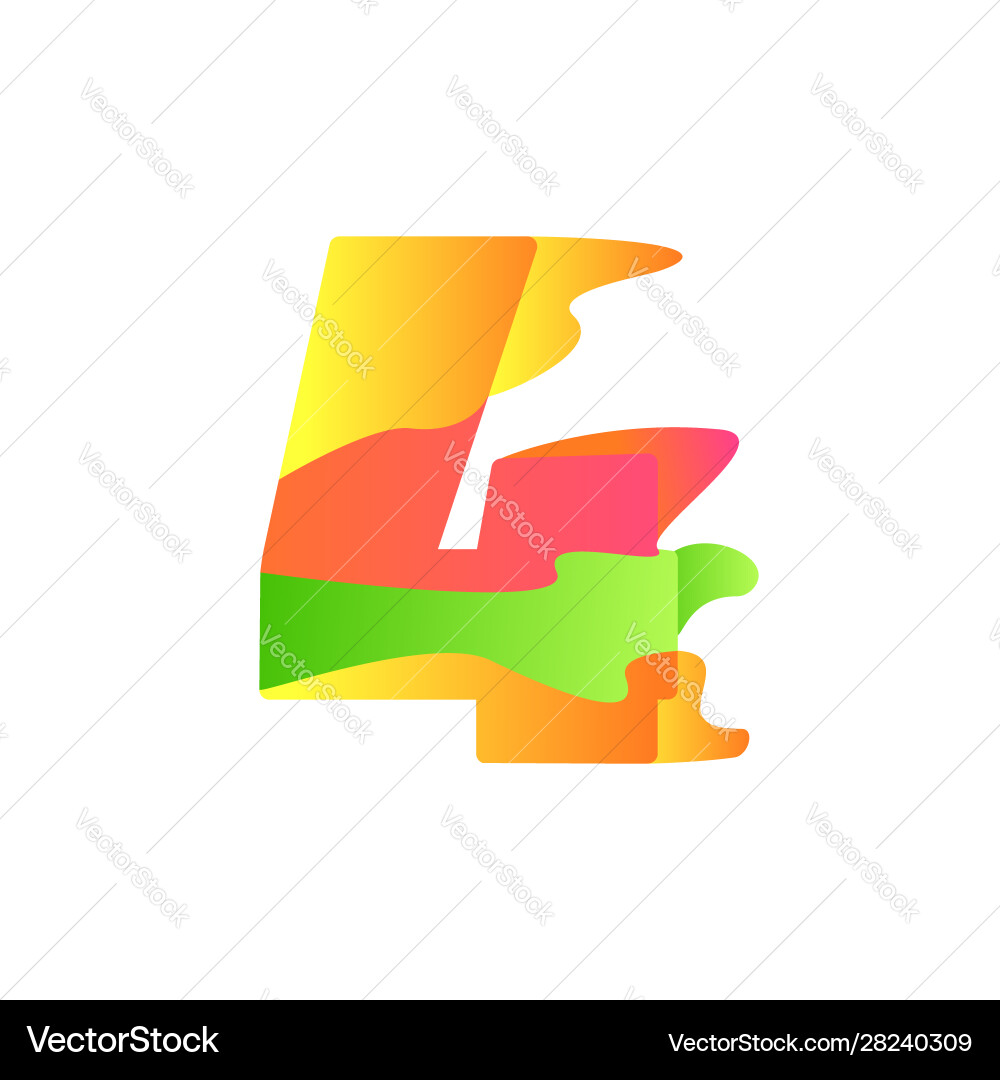 Number 4 character in fluid art style gradient Number 4 character in fluid art style gradient vector image