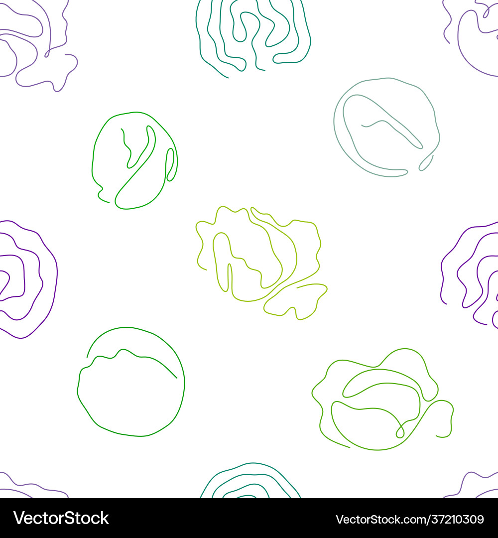 One line art style cabbage seamless pattern One line art style cabbage seamless pattern vector image