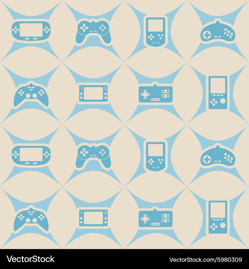 Seamless background with game consoles vector image