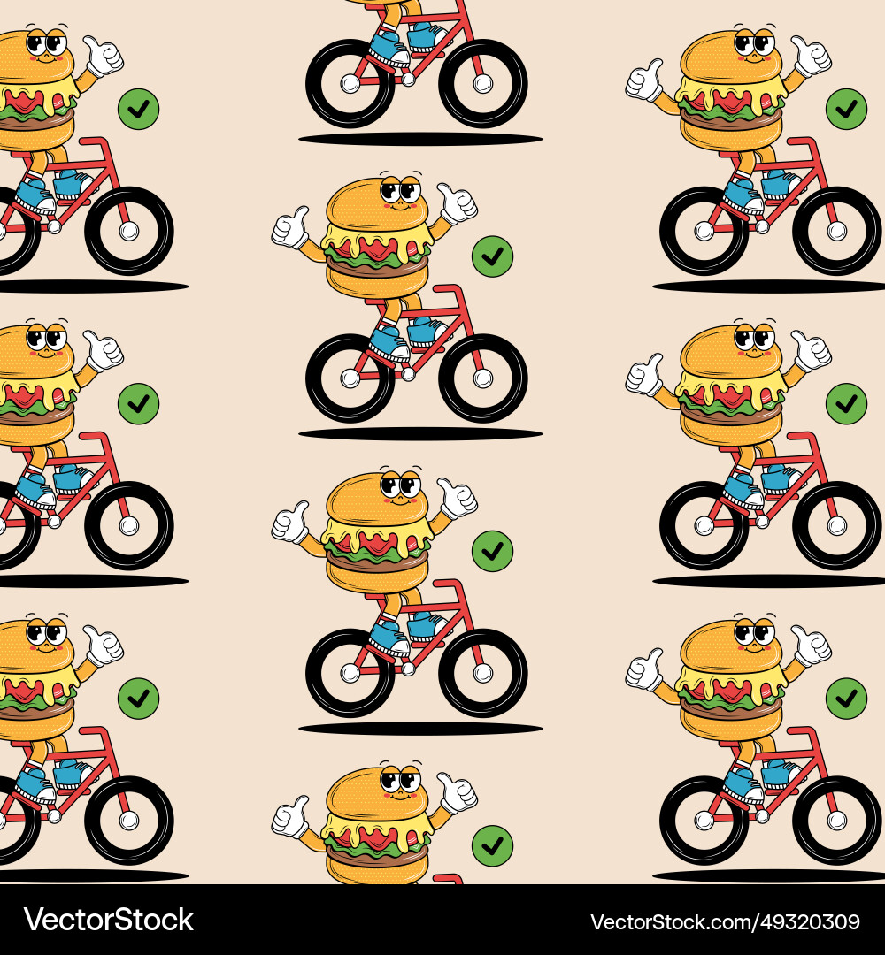 Seamless pattern with funky cartoon characters Seamless pattern with funky cartoon characters vector image