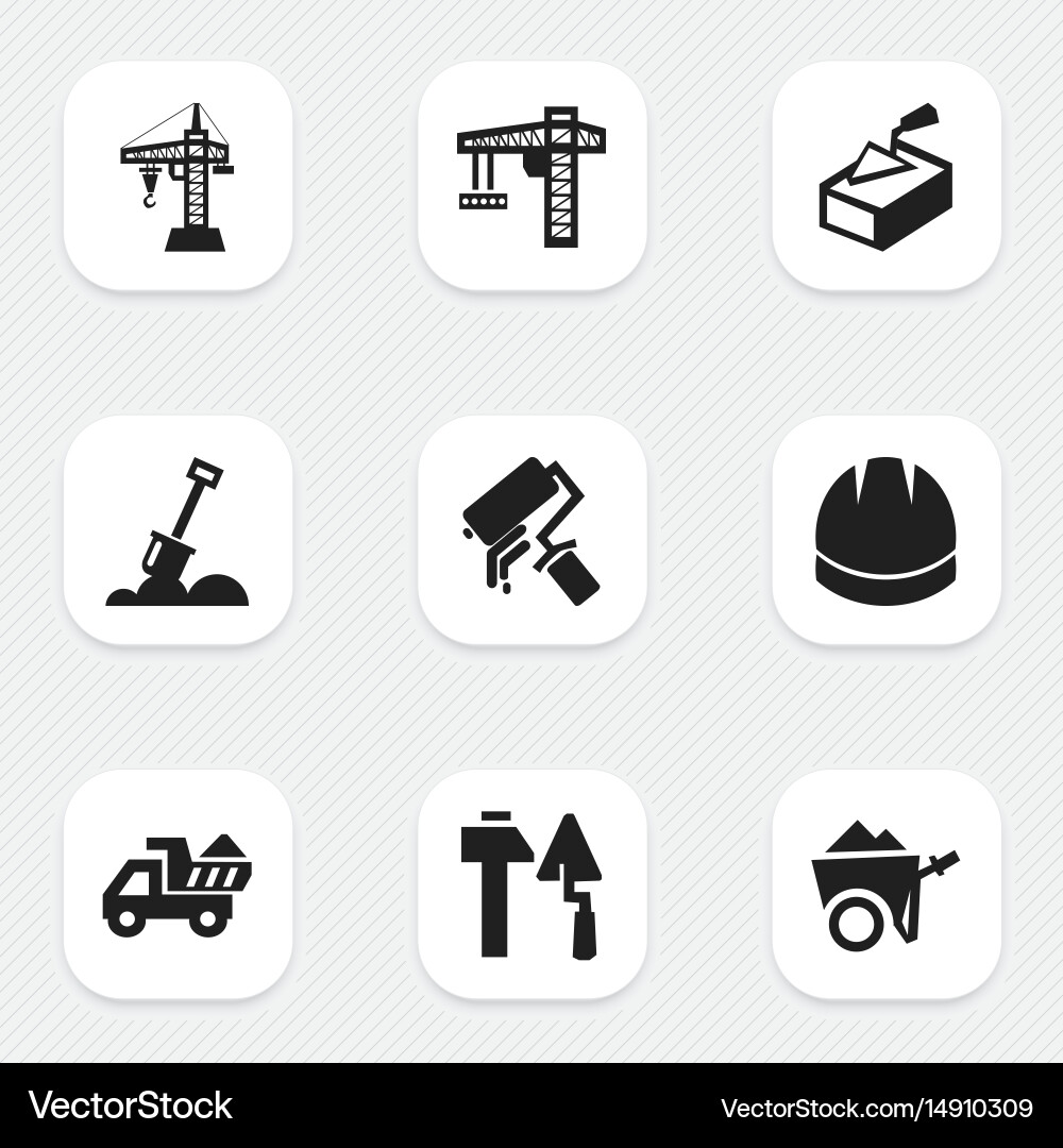 Set of 9 editable building icons includes symbols vector image