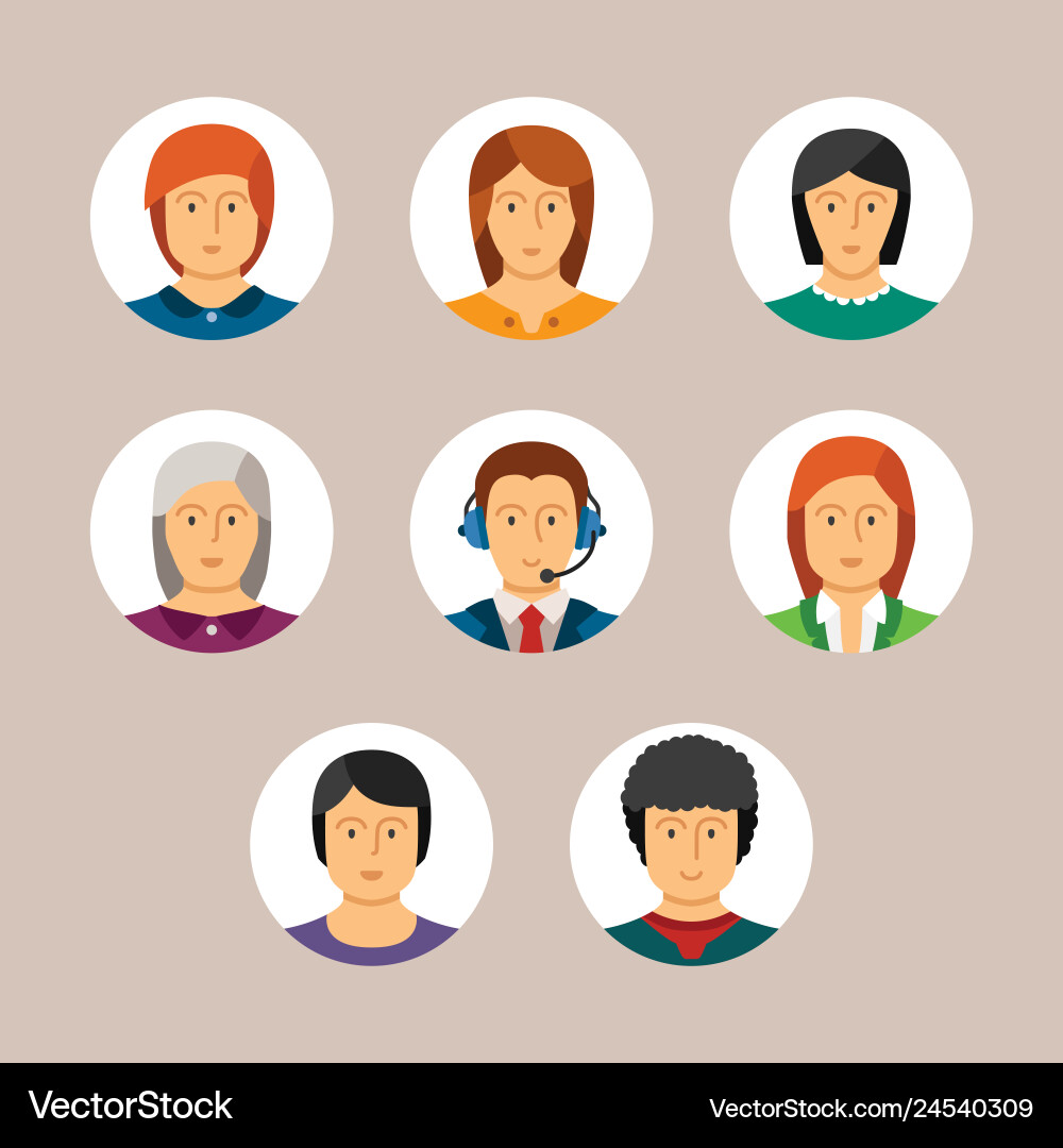Set of avatars and characters in flat style Vector Image
