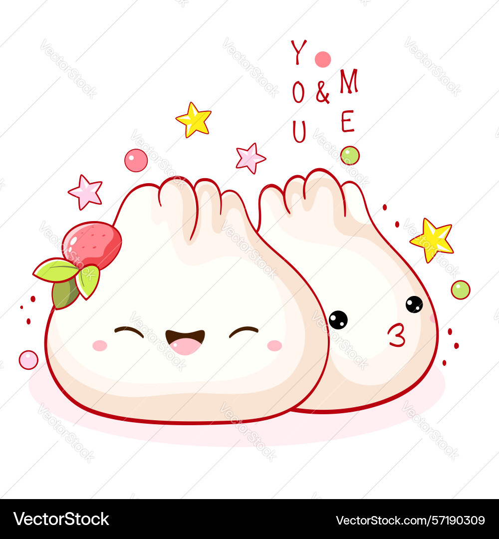 Valentine card with two dumpling characters vector image