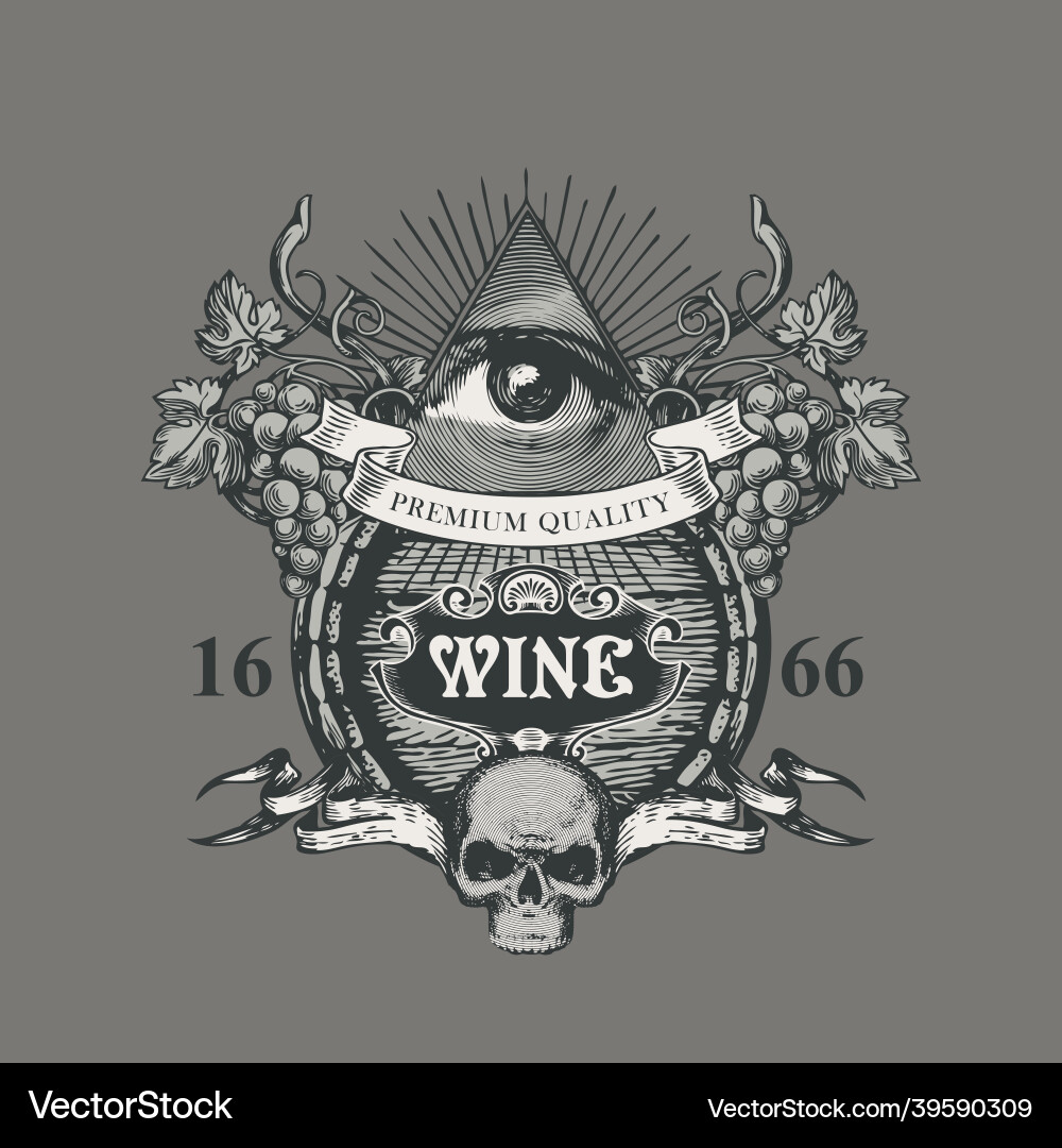 Vintage handgezeichnete Wappen für Wein Vintage handgezeichnete Wappen für Wein vektorbild