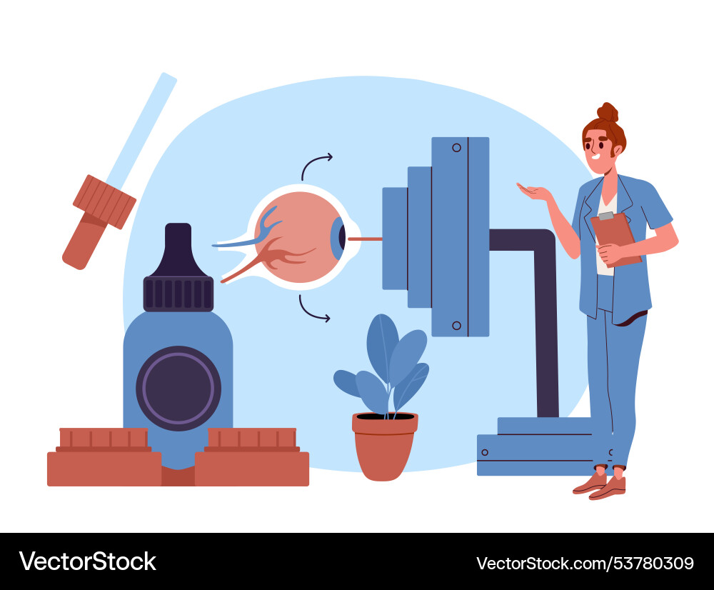 Woman with eye surgery young girl in medical Woman with eye surgery young girl in medical vector image