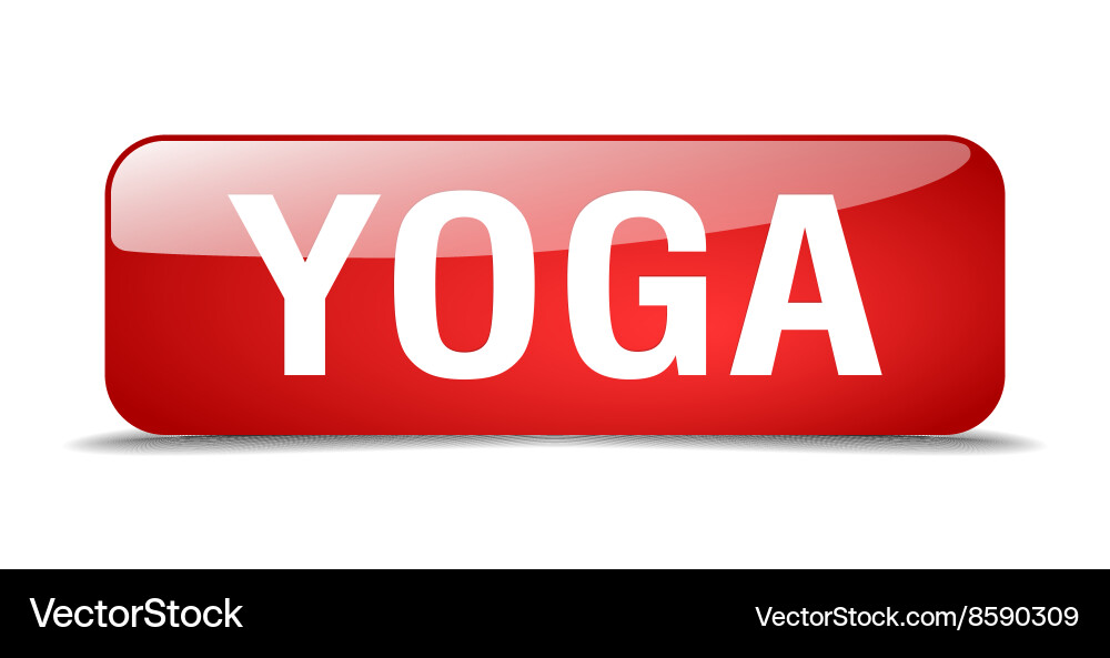 Yoga red square 3d realistic isolated web button vector image