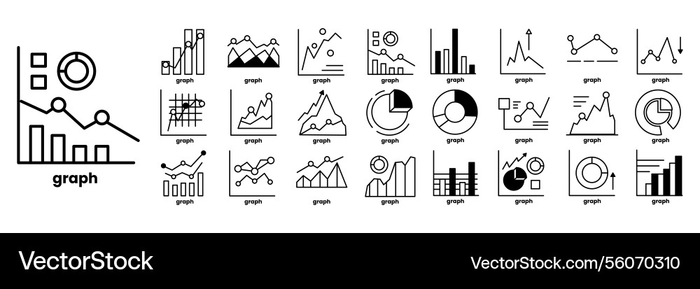 A collection of colorful graphs and charts Vector Image
