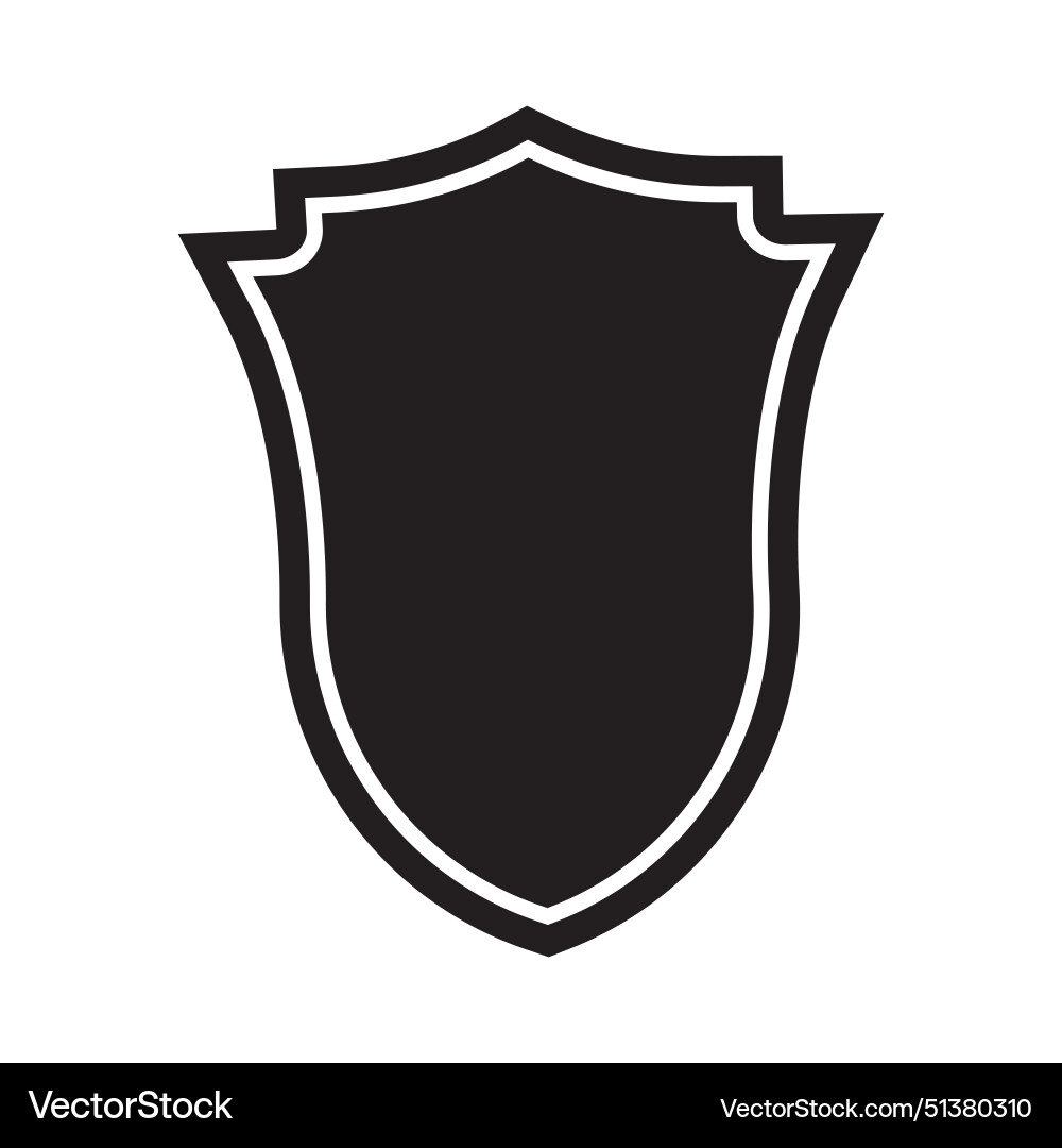 Black shield icon element with a line frame Vector Image