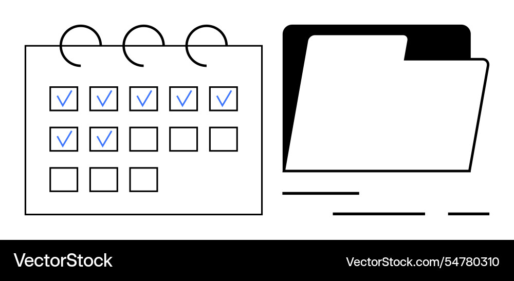 Calendar with checkmarks and file folder Vector Image