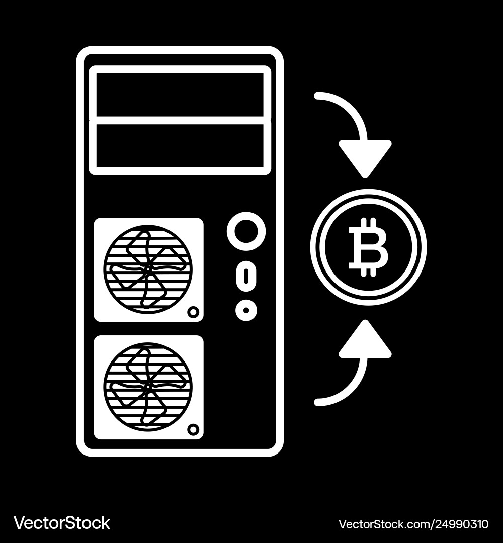 Coin computer bitcoin line icon Coin computer bitcoin line icon vector image