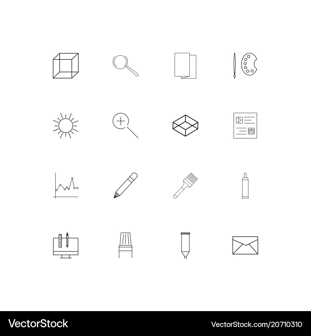 Creative process and design simple linear icons vector image