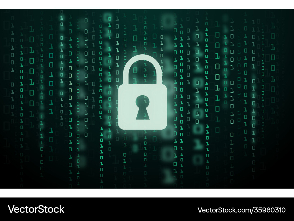 Digital lock guard sign binary code number cyber Digital lock guard sign binary code number cyber Vector Image