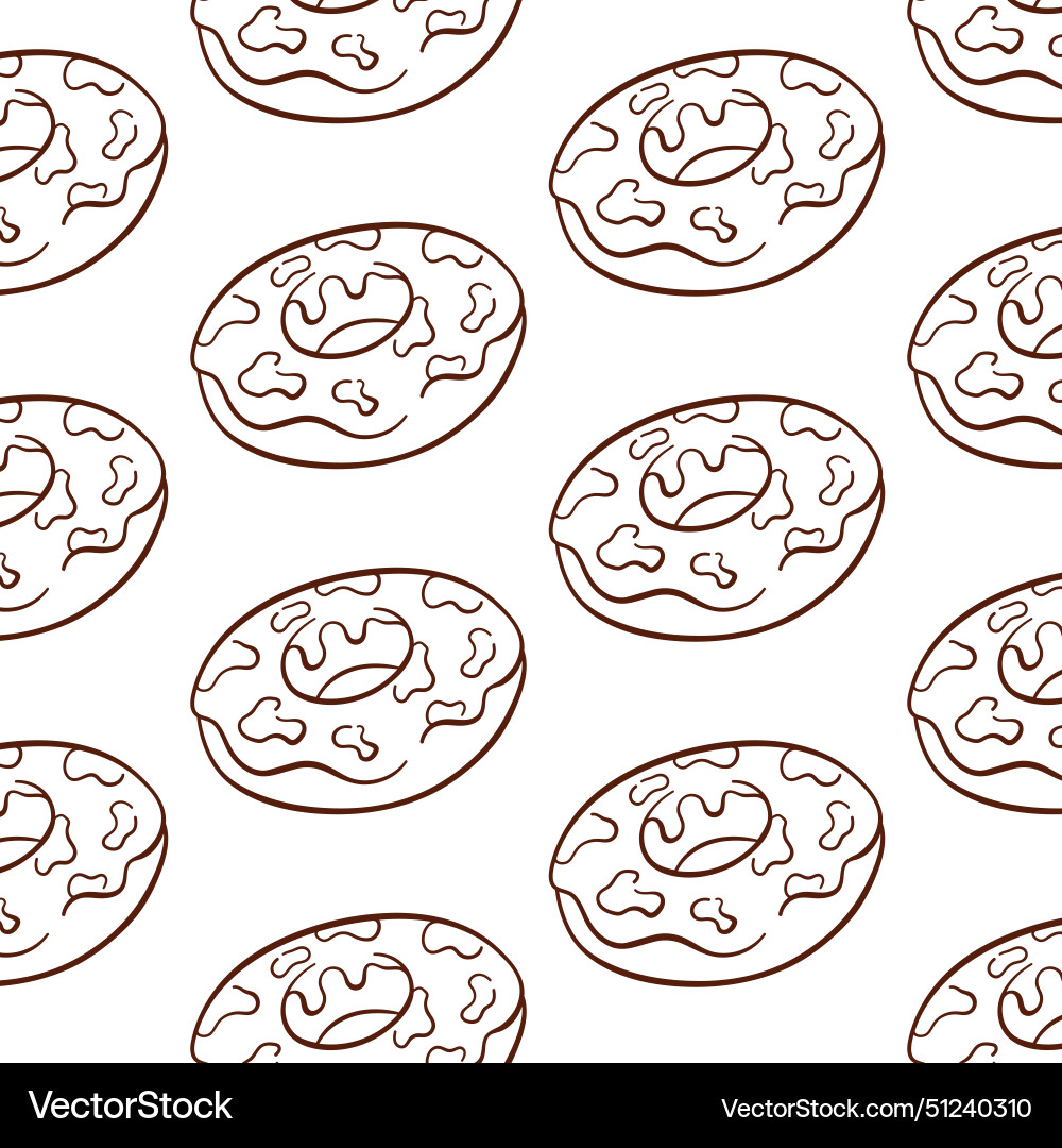 Donut seamless pattern in line art style simple Donut seamless pattern in line art style simple Vector Image