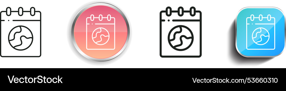 Earth day icon thin linear regular and button vector image