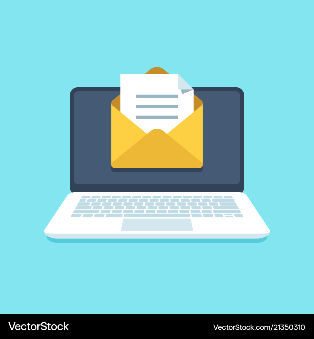 Email Communication on Notebook vector image