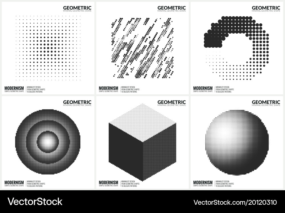 Geometric Halftone Shapes - Abstract Patterns vector image