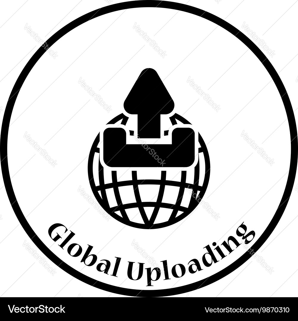 Globe with upload symbol icon vector image