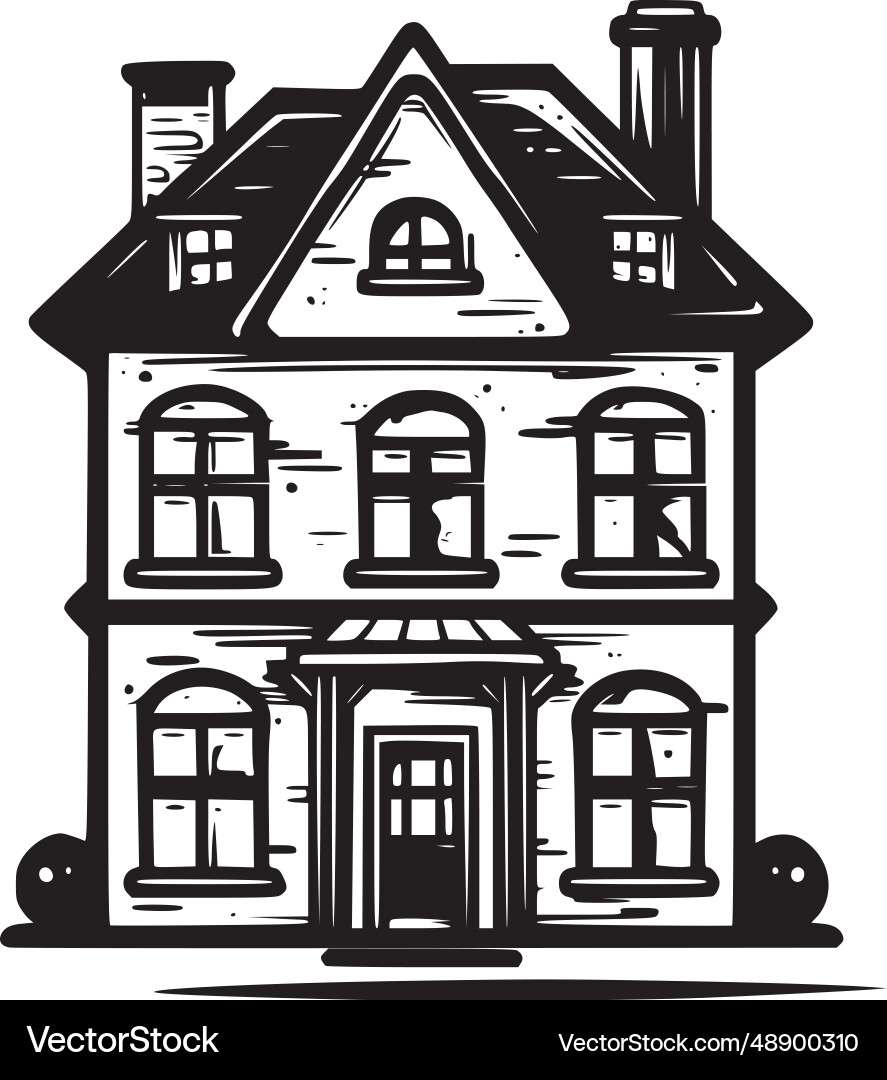 House - black and white House - black and white Vector Image