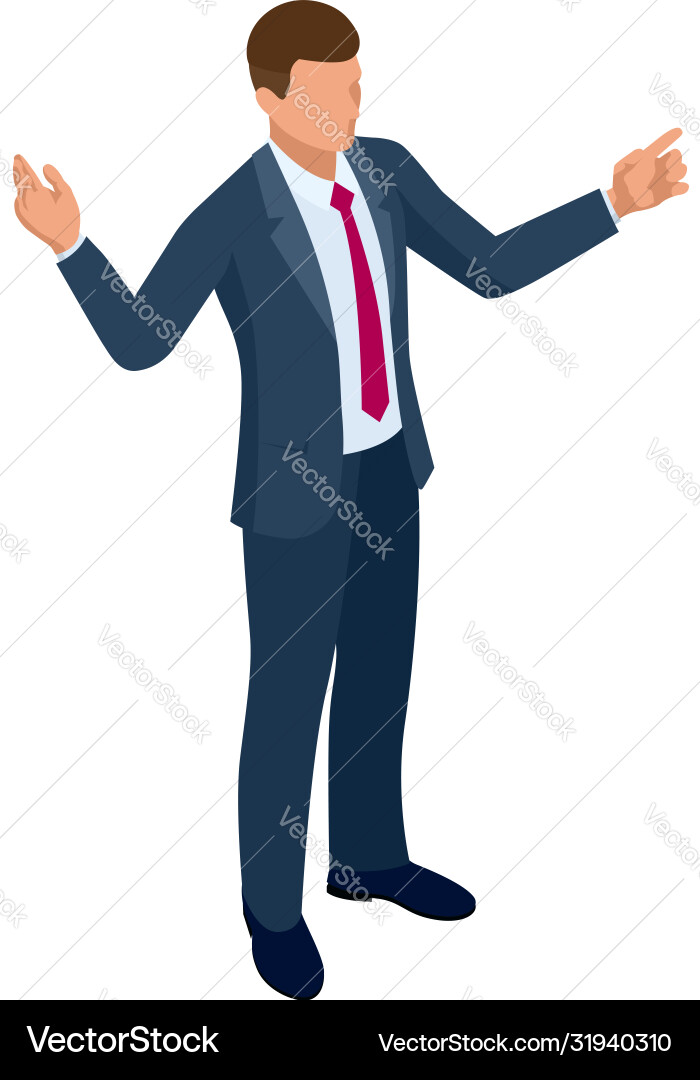 Isometric businessman isolated on write creating vector image