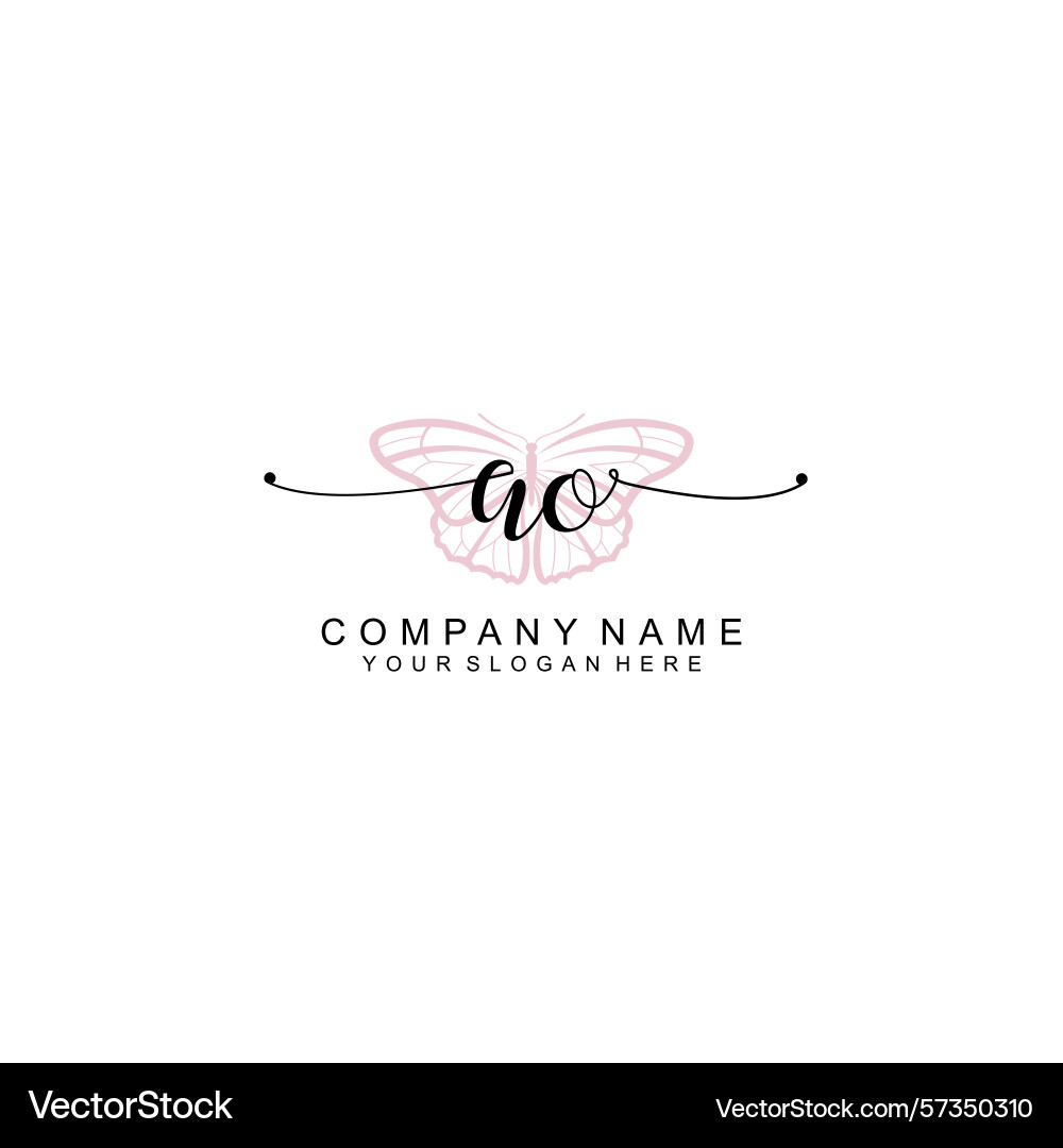Minimalist handwritten ao initial logos with soft Minimalist handwritten ao initial logos with soft Vector Image