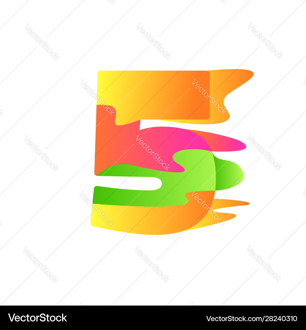 Number 5 character in fluid art style gradient Number 5 character in fluid art style gradient vector image